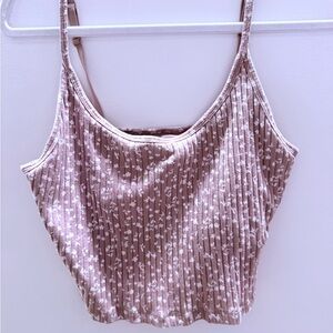 Tan Flowered Cropped Top